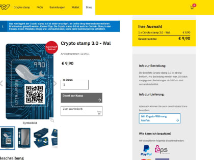 Die erste Briefmarke in der Blockchain Crypto stamp 3.0, Foto 1