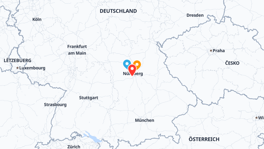 Karte der Standorte von Teambank Ag