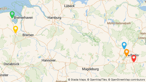 Map of company locations