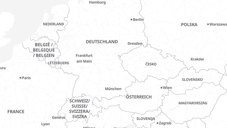 Karte der Standorte von Regnology