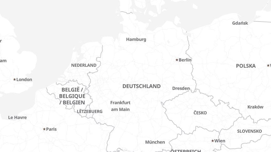 Karte der Standorte von HYBRID Software